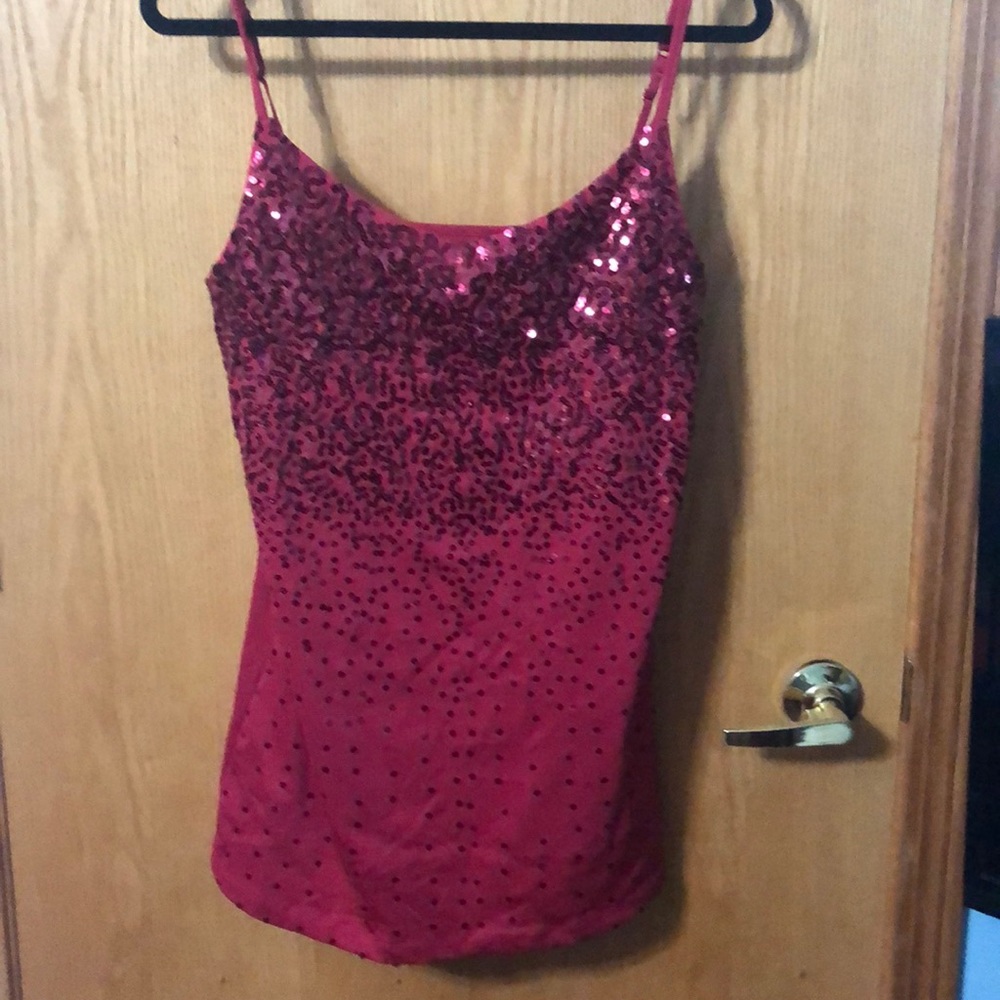 Red sequined top